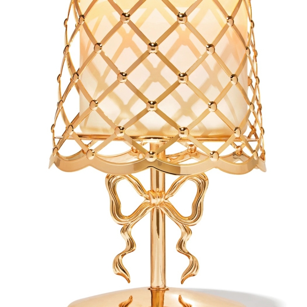 Gold Candle Holder with Bow Design